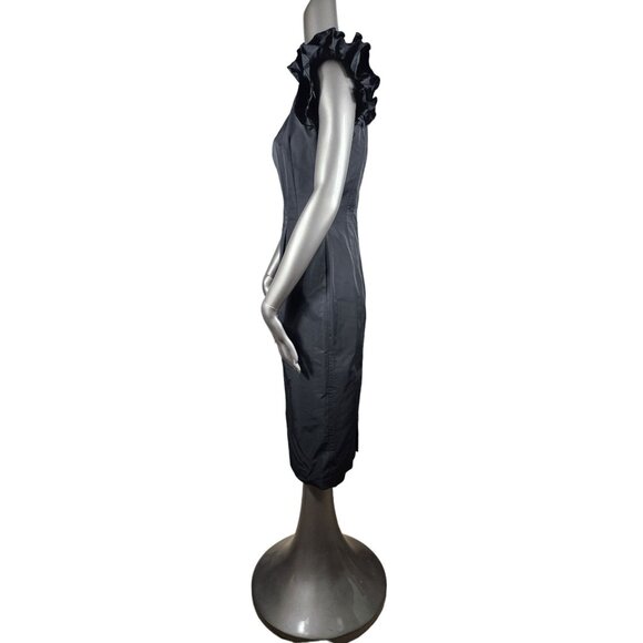 Thomas Wylde Black Dress Plunge Back Flutter Ruffle Sleeve 4 - Picture 3 of 5